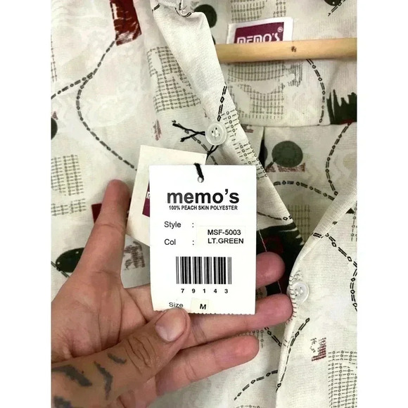 VTG Abstract Pattern Button Up Shirt Long Sleeve NWT MEDIUM Memo’s - Picture 3 of 10